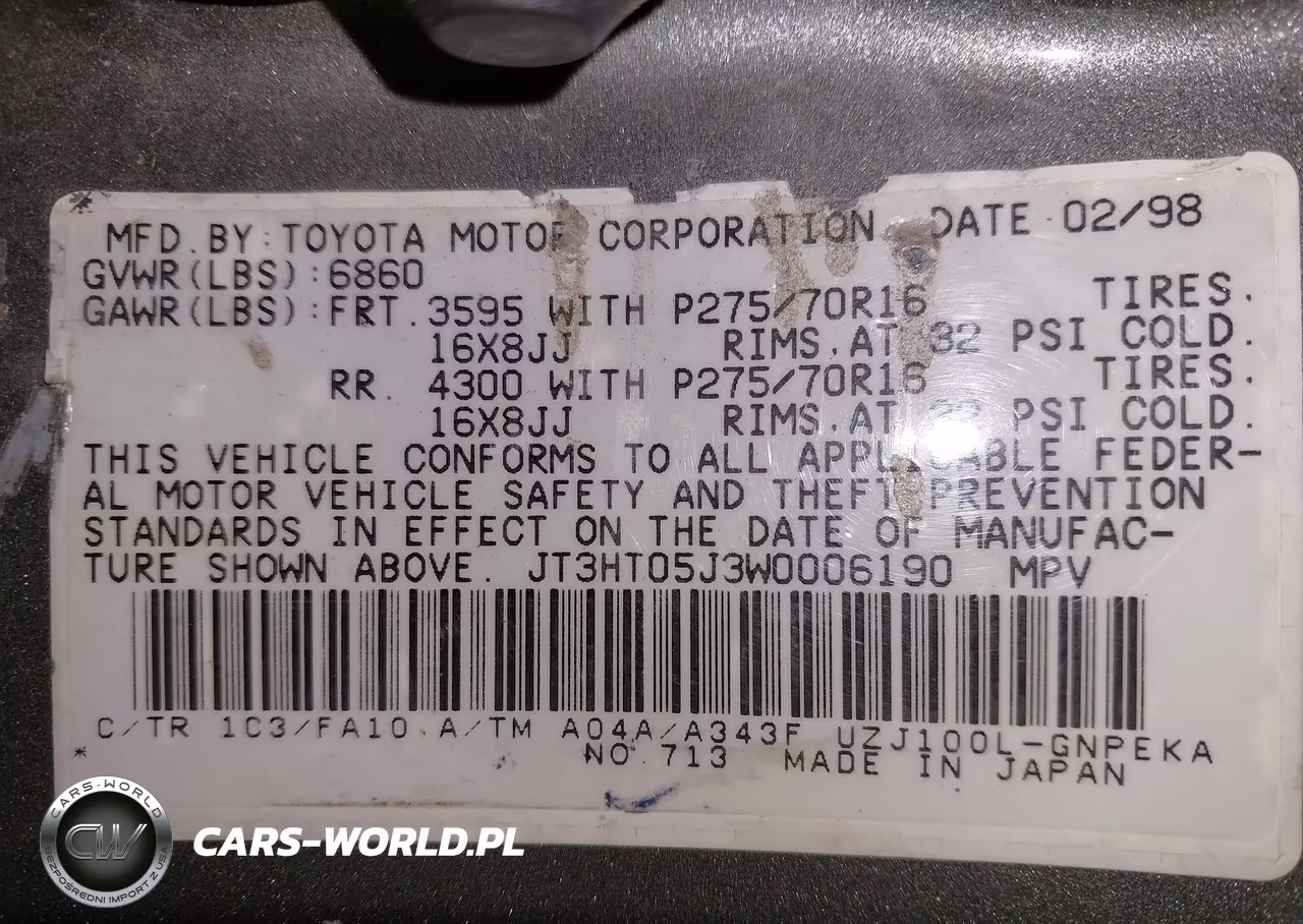 1998 Toyota Land Cruiser VIN:JT3HT05J3W0006190 - 9