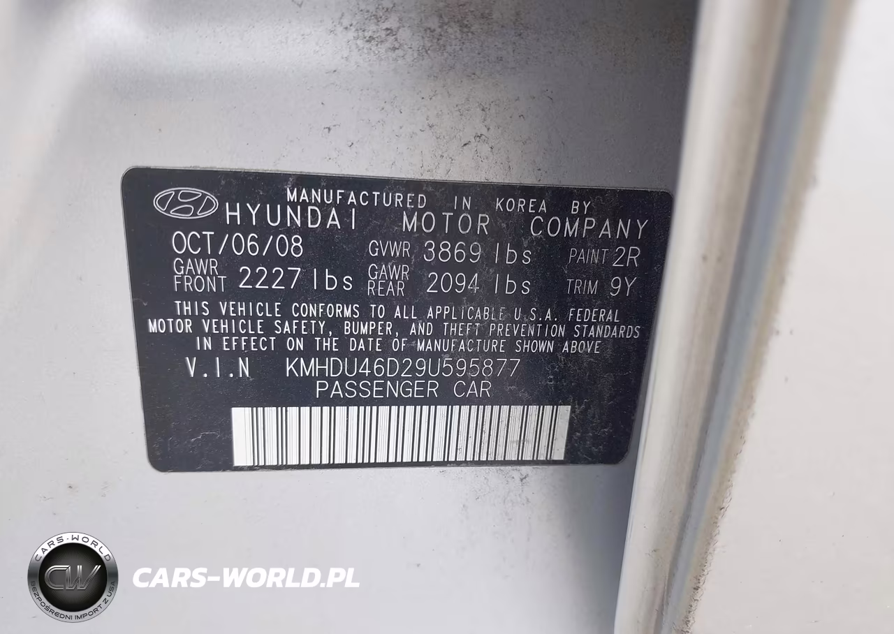 2009 Hyundai Elantra Se VIN:KMHDU46D29U595877 - 9