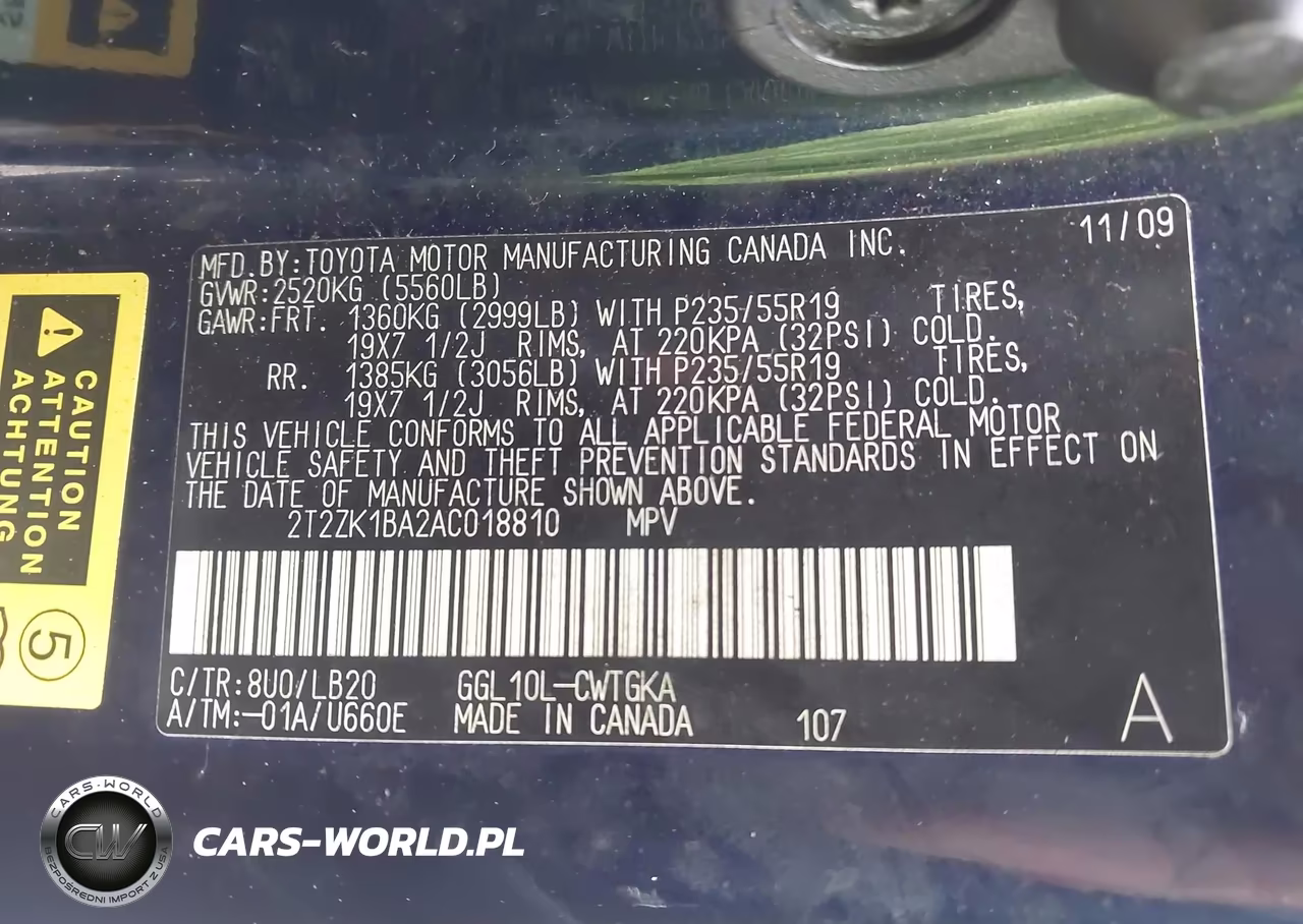 2010 Lexus Rx 350 VIN:2T2ZK1BA2AC018810 - 9