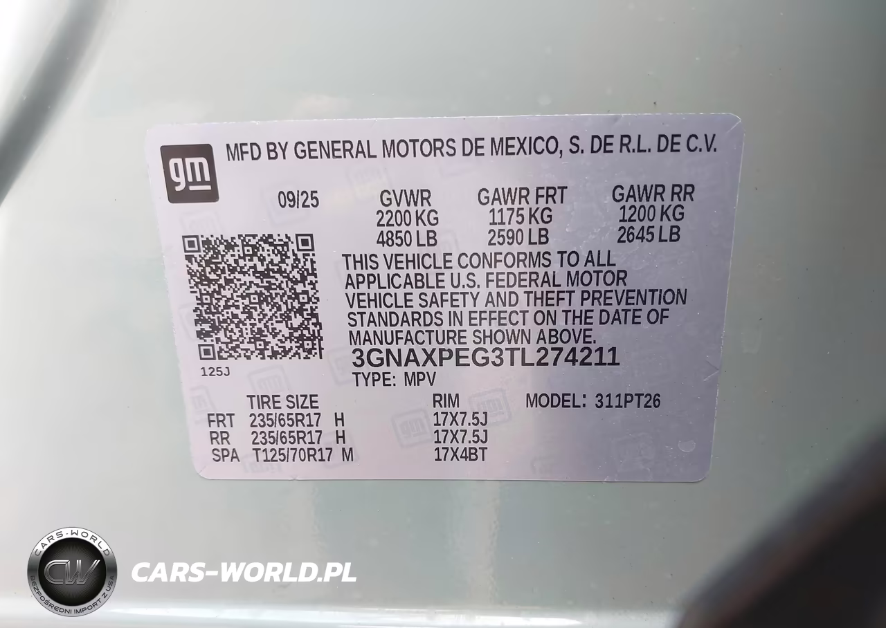 2026 Chevrolet Equinox Awd Lt VIN:3GNAXPEG3TL274211 - 9