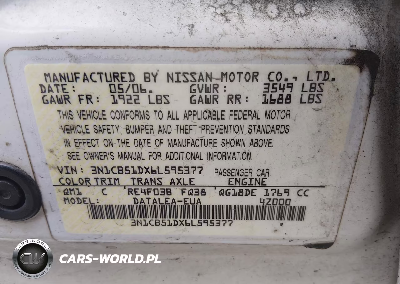 2006 Nissan Sentra 1.8S VIN:3N1CB51DX6L595377 - 9