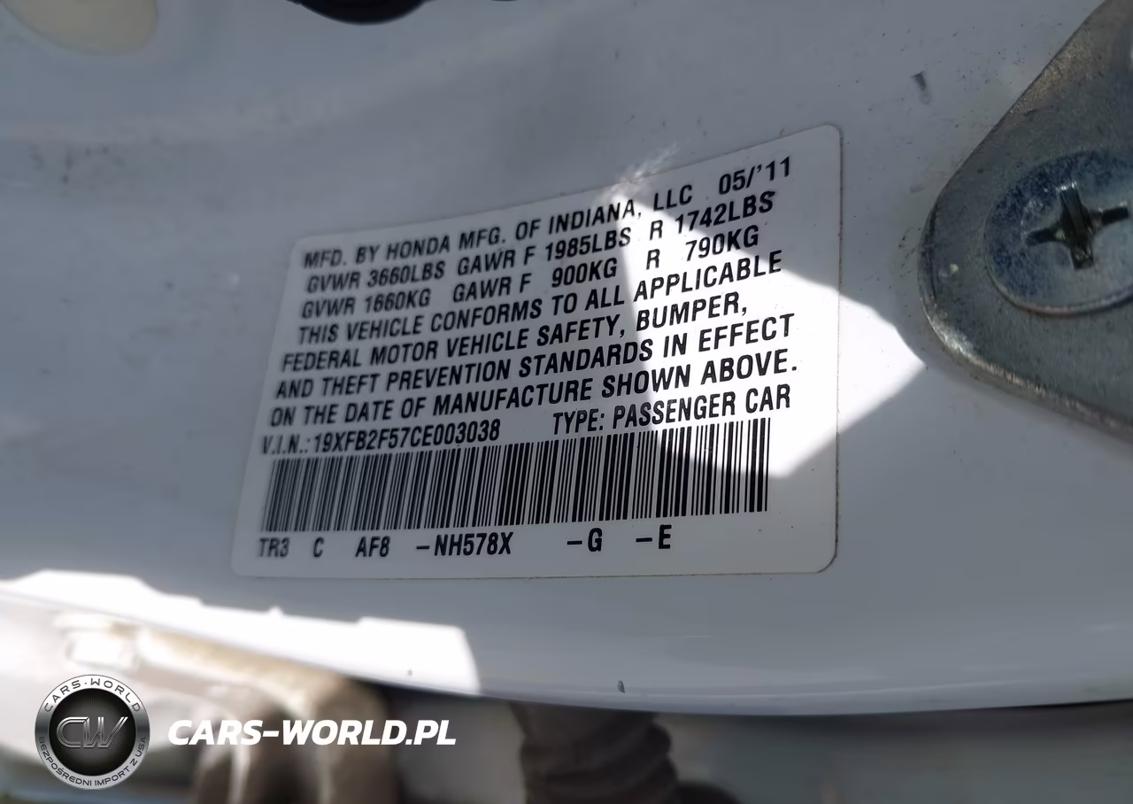 2012 Honda Civic Lx VIN:19XFB2F57CE003038 - 9