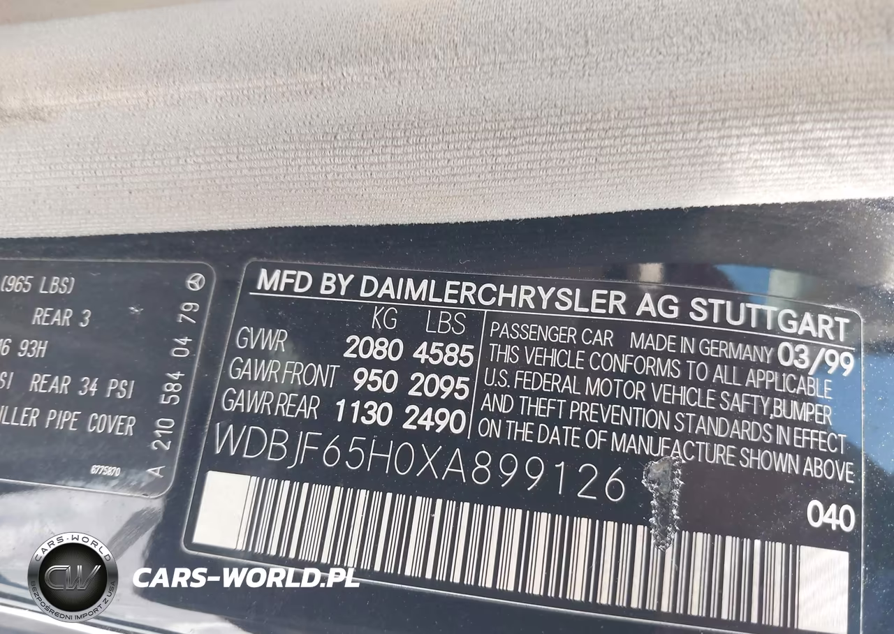 1999 Mercedes-Benz E 320 VIN:WDBJF65H0XA899126 - 9