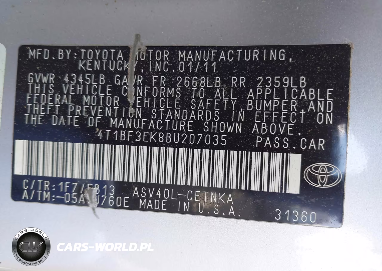 2011 Toyota Camry Le VIN:4T1BF3EK8BU207035 - 9