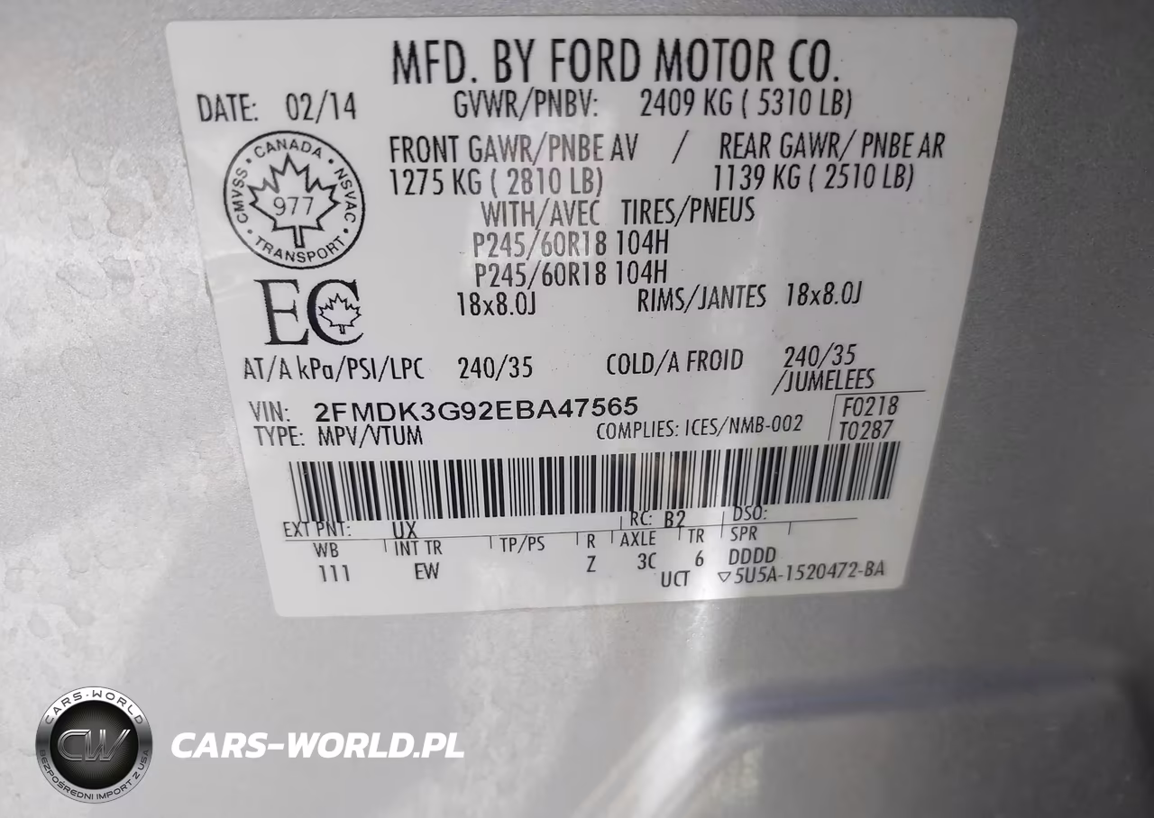 2014 Ford Edge Se VIN:2FMDK3G92EBA47565 - 9