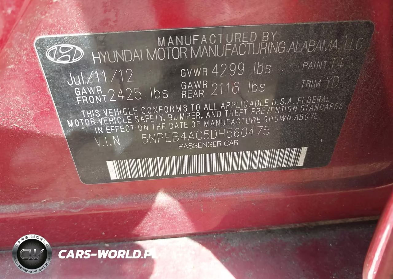 2013 Hyundai Sonata Gls VIN:5NPEB4AC5DH560475 - 9