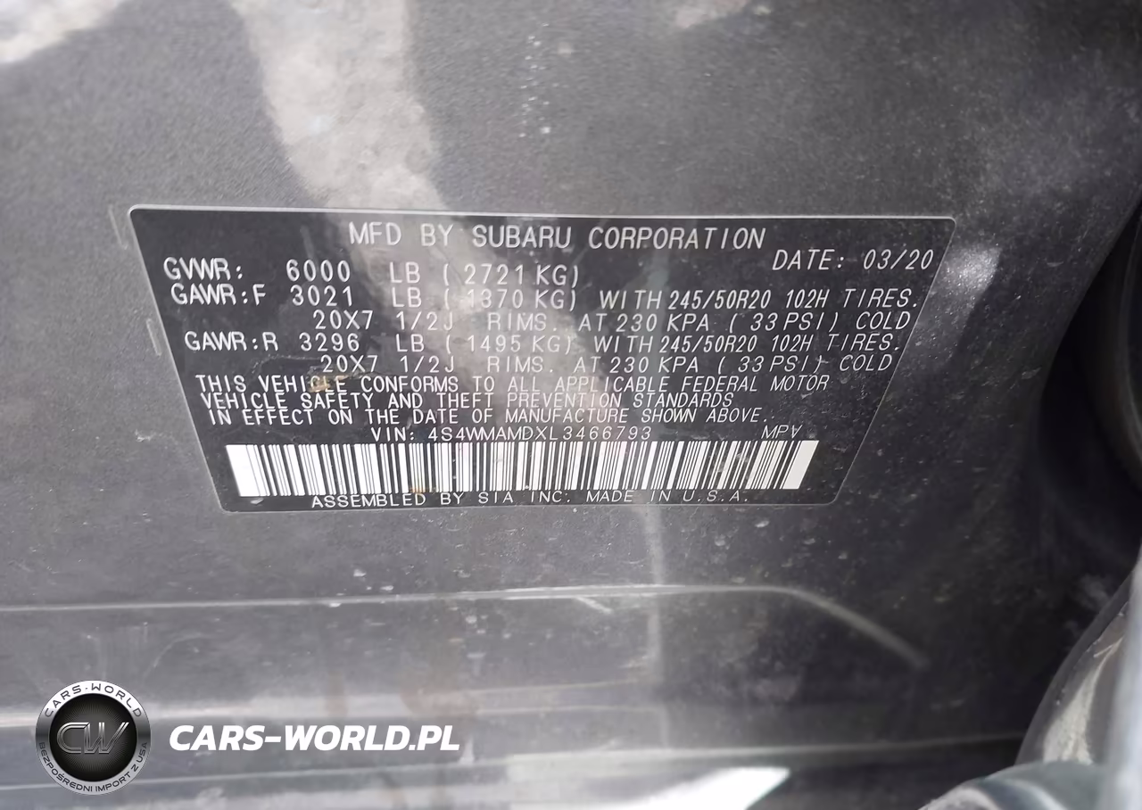 2020 Subaru Ascent Limited VIN:4S4WMAMDXL3466793 - 9