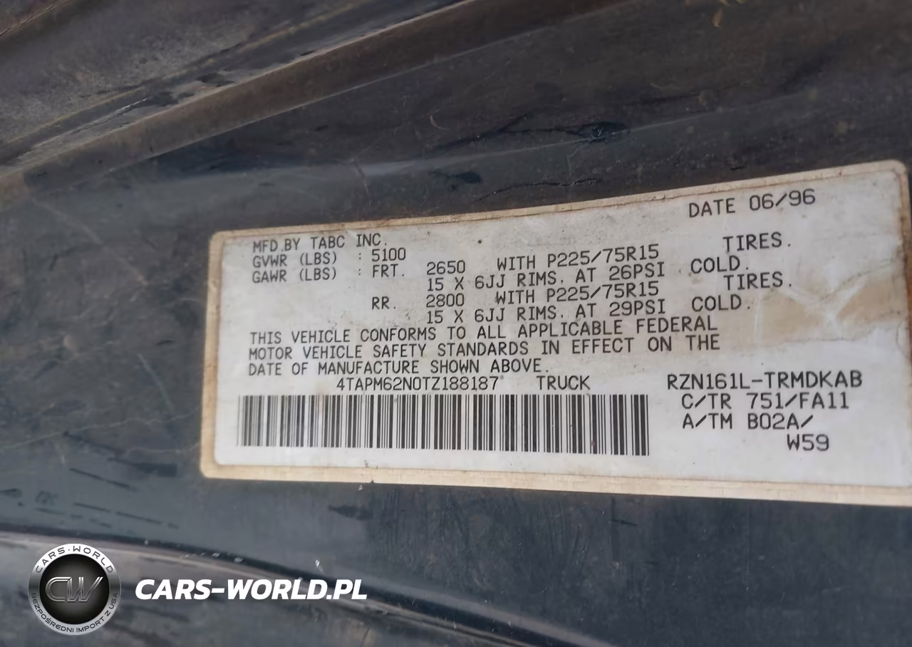 1996 Toyota Tacoma VIN:4TAPM62N0TZ188187 - 9