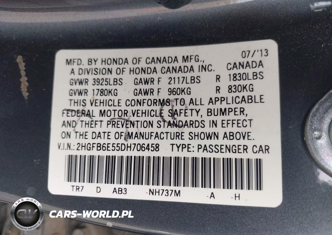2013 Honda Civic Si VIN:2HGFB6E55DH706458 - 9