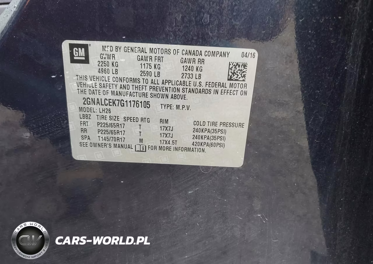 2016 Chevrolet Equinox Lt VIN:2GNALCEK7G1176105 - 9