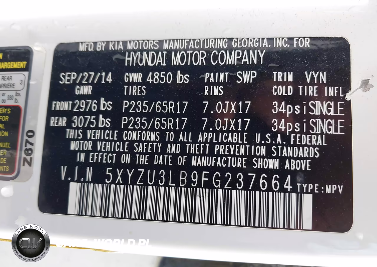 2015 Hyundai Santa Fe Sport 2.4L VIN:5XYZU3LB9FG237664 - 9