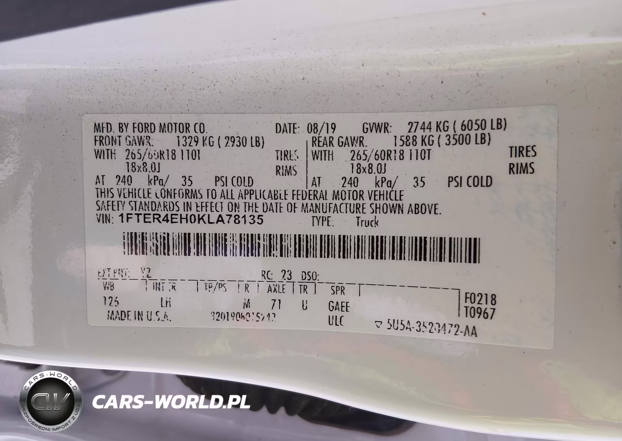2019 Ford Ranger Xlt VIN:1FTER4EH0KLA78135 - 9