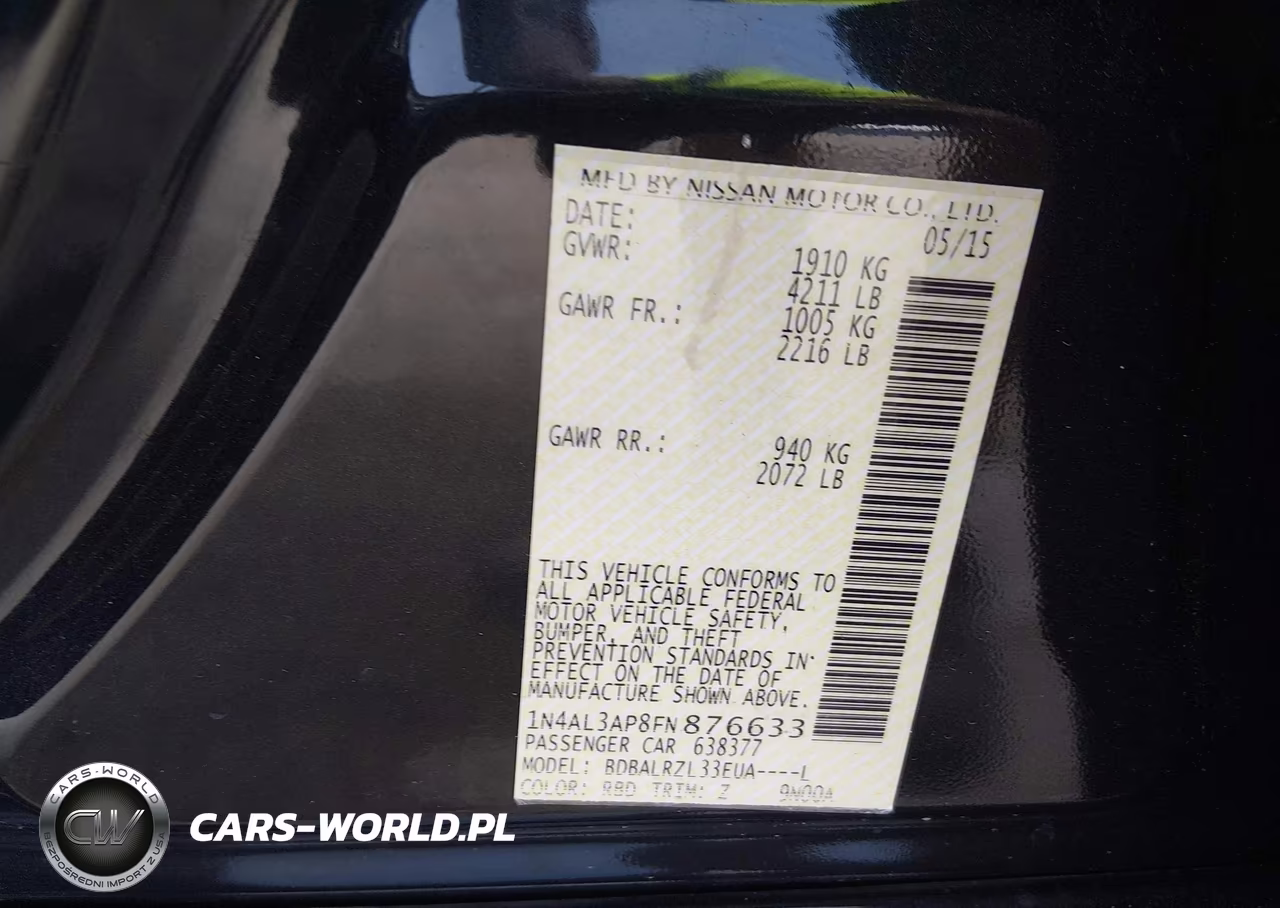 2015 Nissan Altima 2.5 Sl VIN:1N4AL3AP8FN876633 - 9
