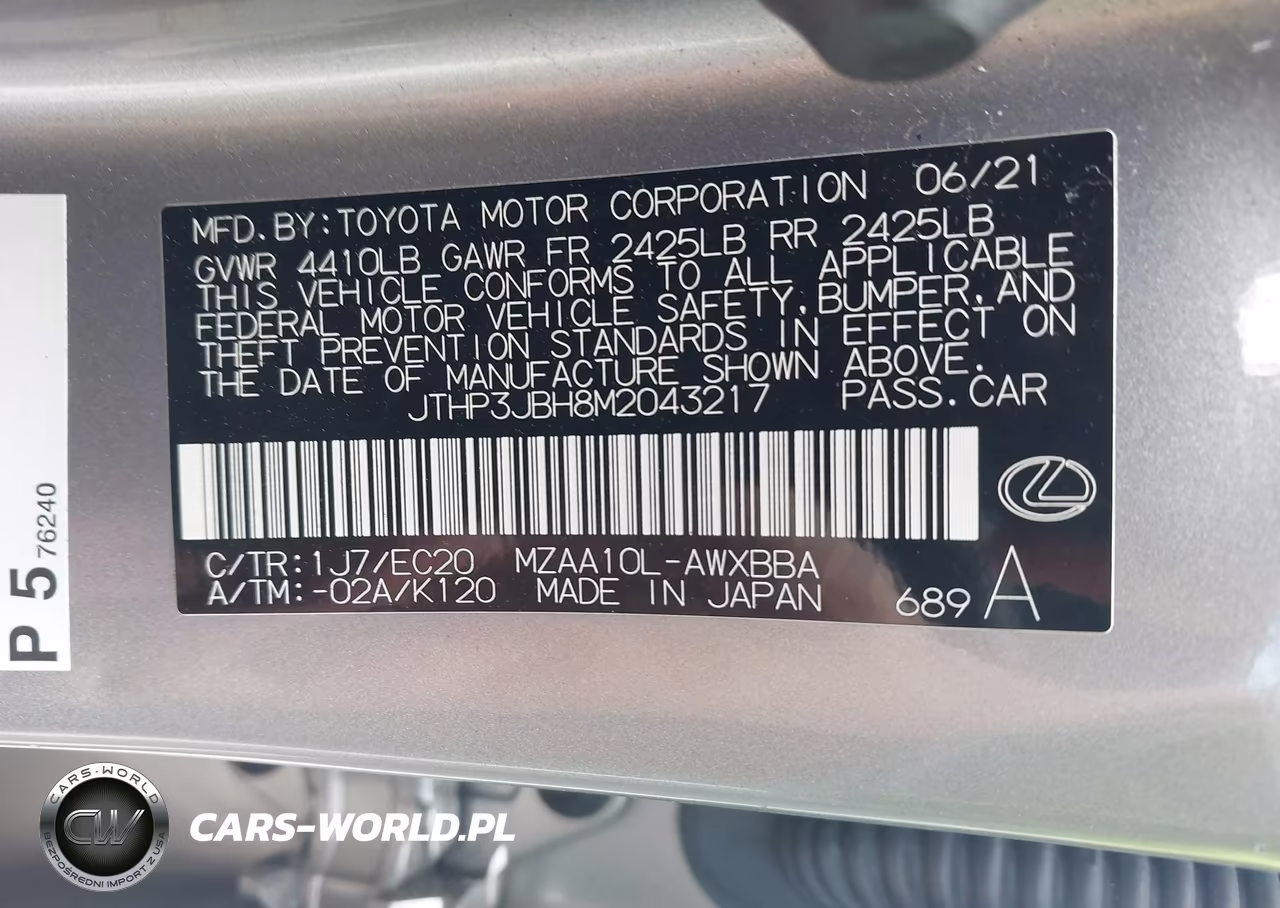 2021 Lexus Ux 200 VIN:JTHP3JBH8M2043217 - 9