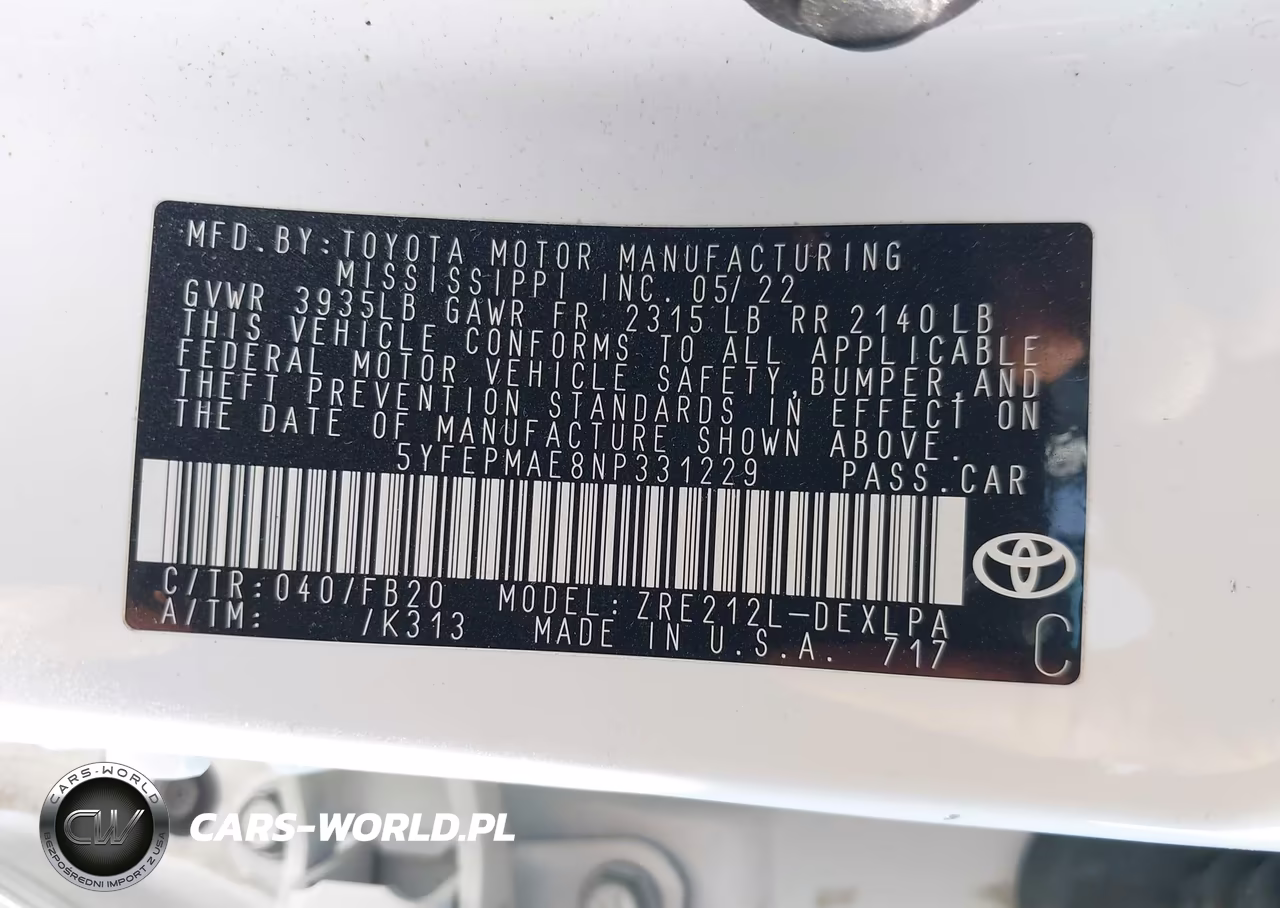 2022 Toyota Corolla Le VIN:5YFEPMAE8NP331229 - 9
