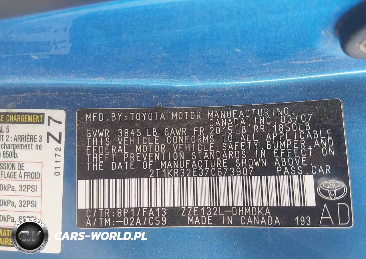 2007 Toyota Matrix VIN:2T1KR32E37C673907 - 9