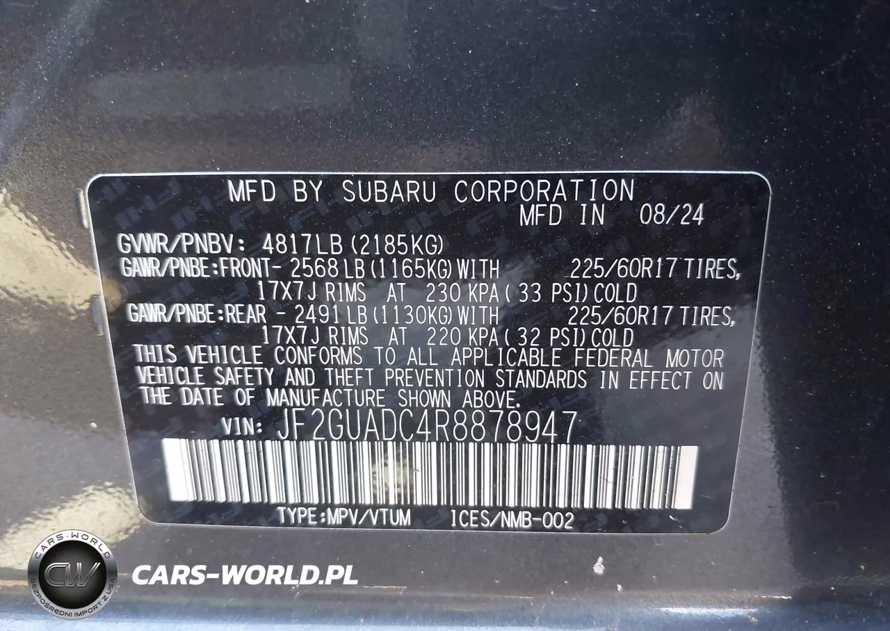 2024 Subaru Crosstrek Premium VIN:JF2GUADC4R8878947 - 9