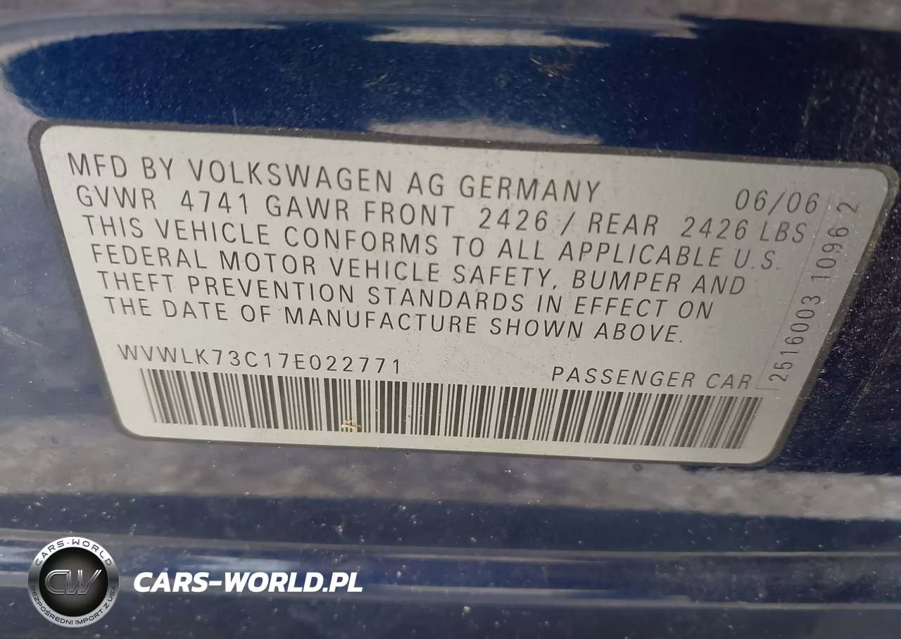 2007 Volkswagen Passat 2.0T VIN:WVWLK73C17E022771 - 9