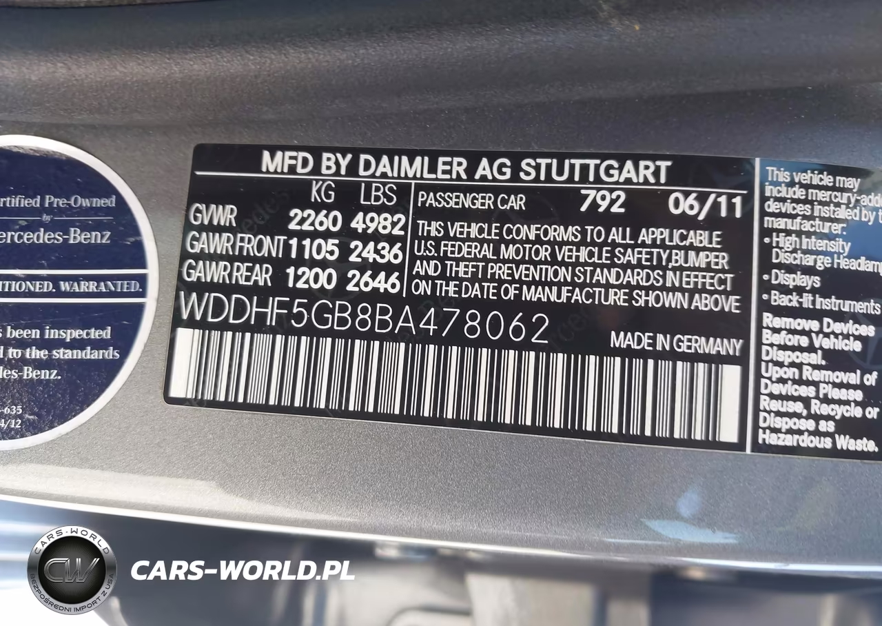 2011 Mercedes-Benz E 350 VIN:WDDHF5GB8BA478062 - 9