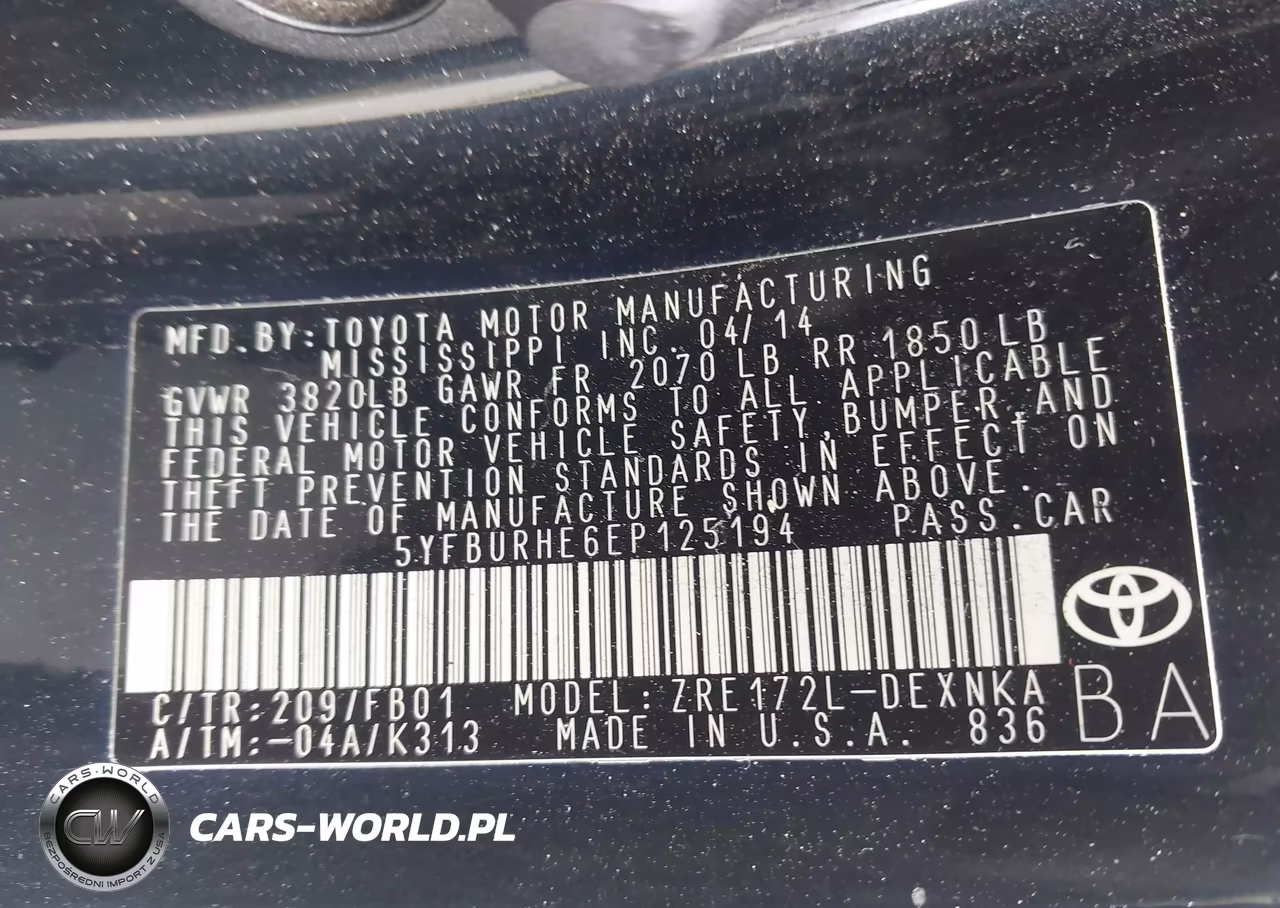 2014 Toyota Corolla Le VIN:5YFBURHE6EP125194 - 9