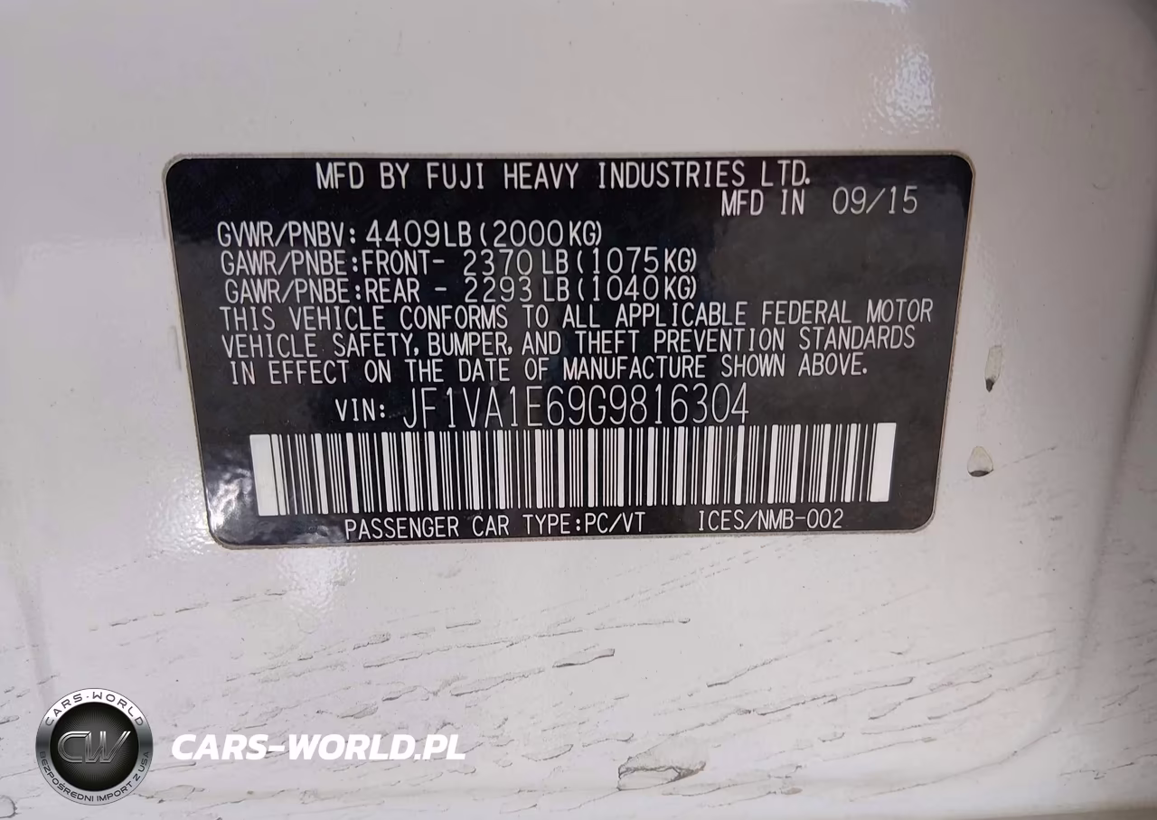 2016 Subaru Wrx Premium VIN:JF1VA1E69G9816304 - 9