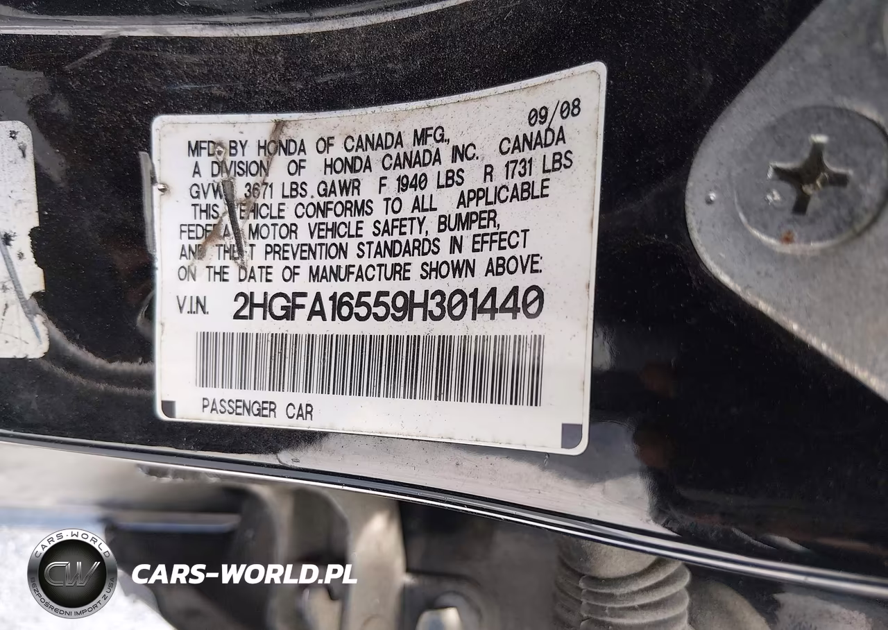 2009 Honda Civic Lx VIN:2HGFA16559H301440 - 9