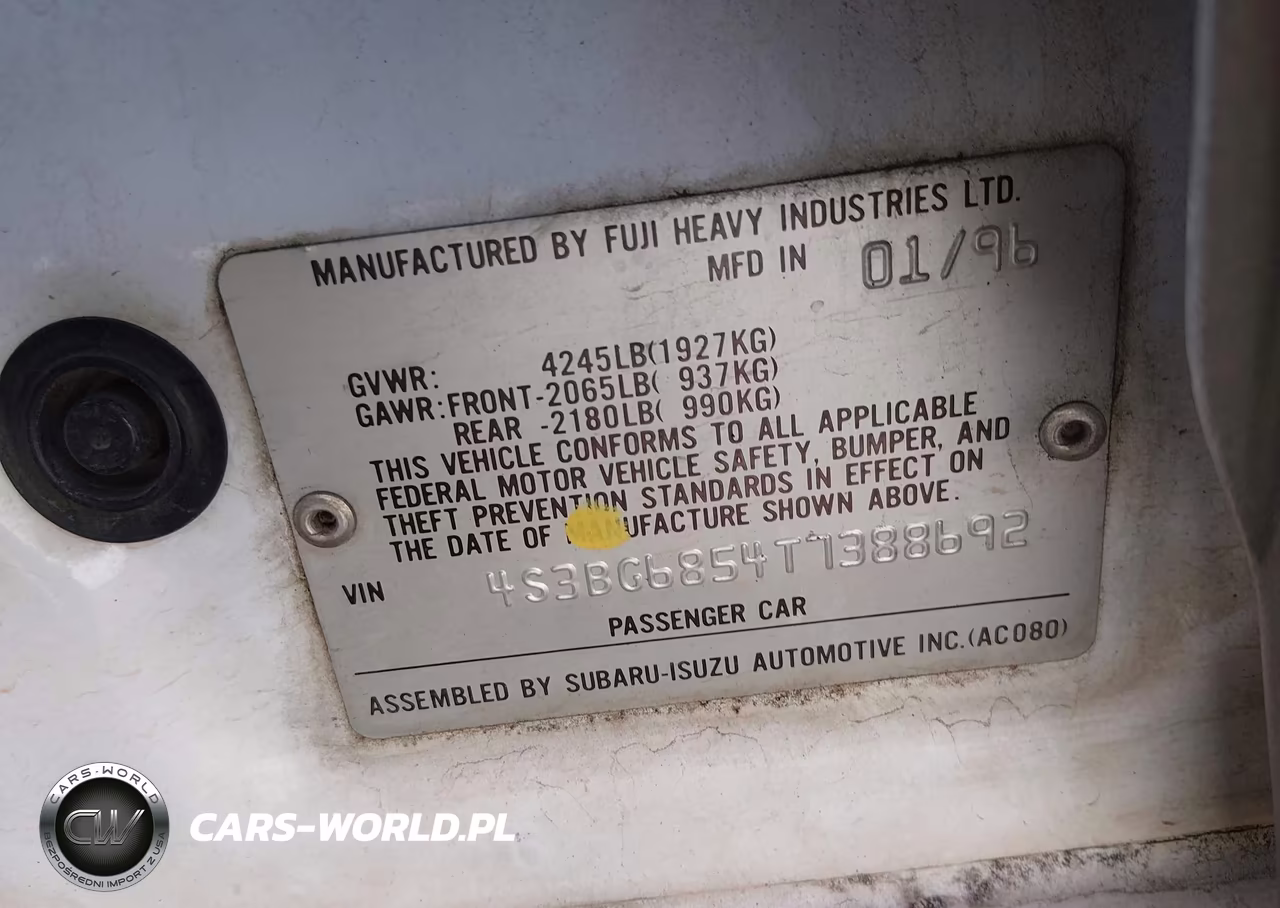1996 Subaru Legacy Outback VIN:4S3BG6854T7388692 - 9