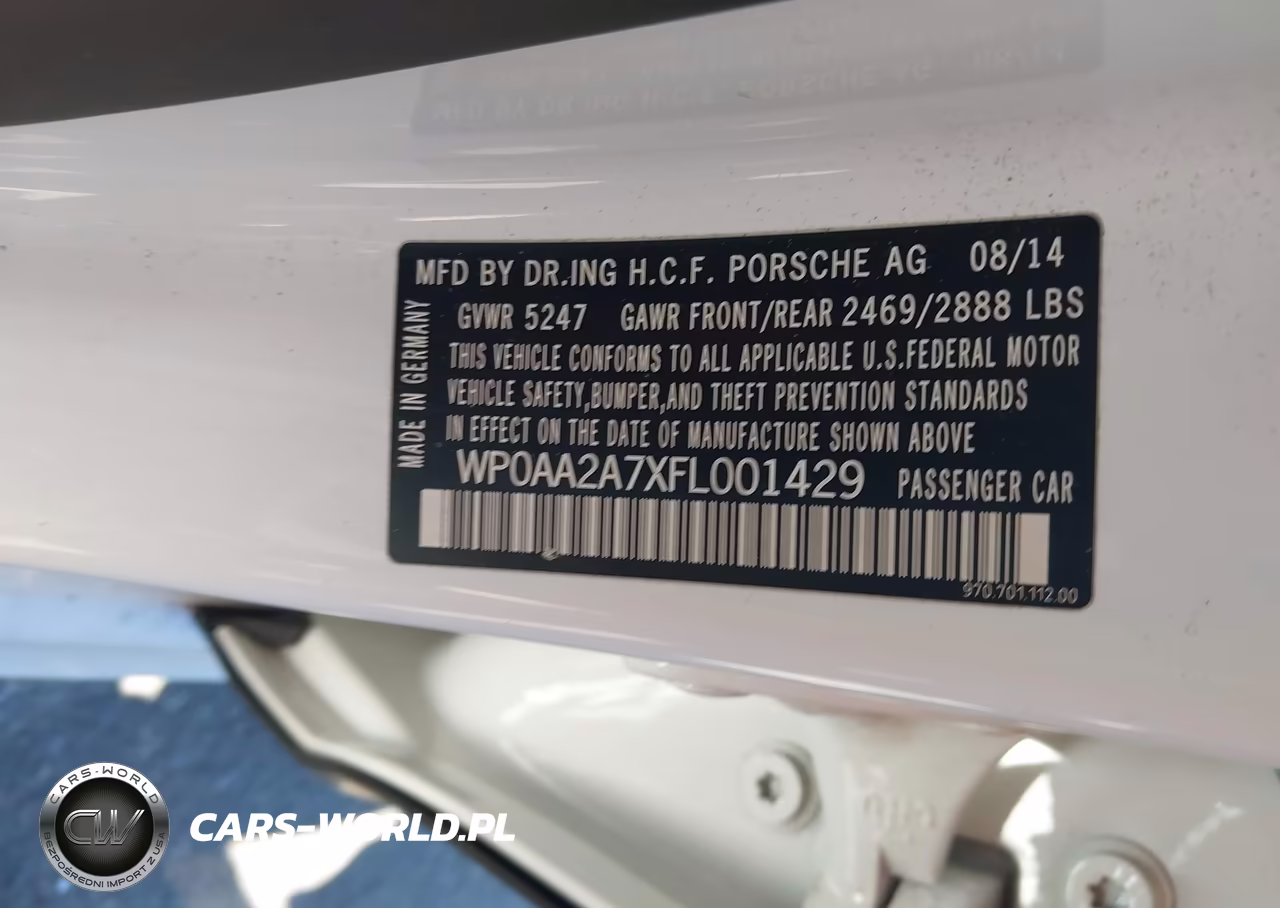 2015 Porsche Panamera 4 VIN:WP0AA2A7XFL001429 - 9