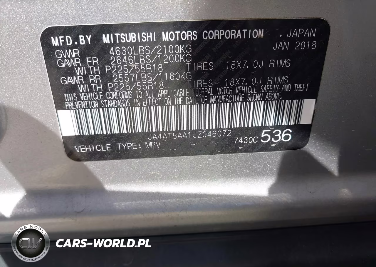 2018 Mitsubishi Eclipse Cross Sel VIN:JA4AT5AA1JZ046072 - 9