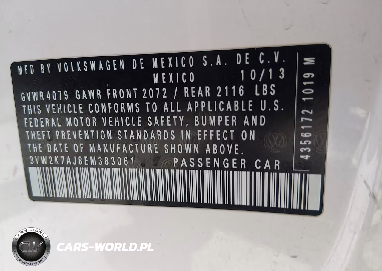 2014 Volkswagen Jetta 2.0L S VIN:3VW2K7AJ8EM383061 - 9
