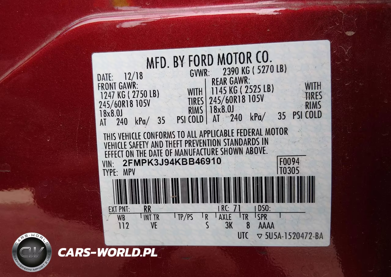 2019 Ford Edge Sel VIN:2FMPK3J94KBB46910 - 9