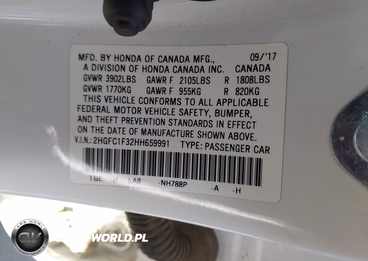 2017 Honda Civic Ex-T VIN:2HGFC1F32HH659991 - 9