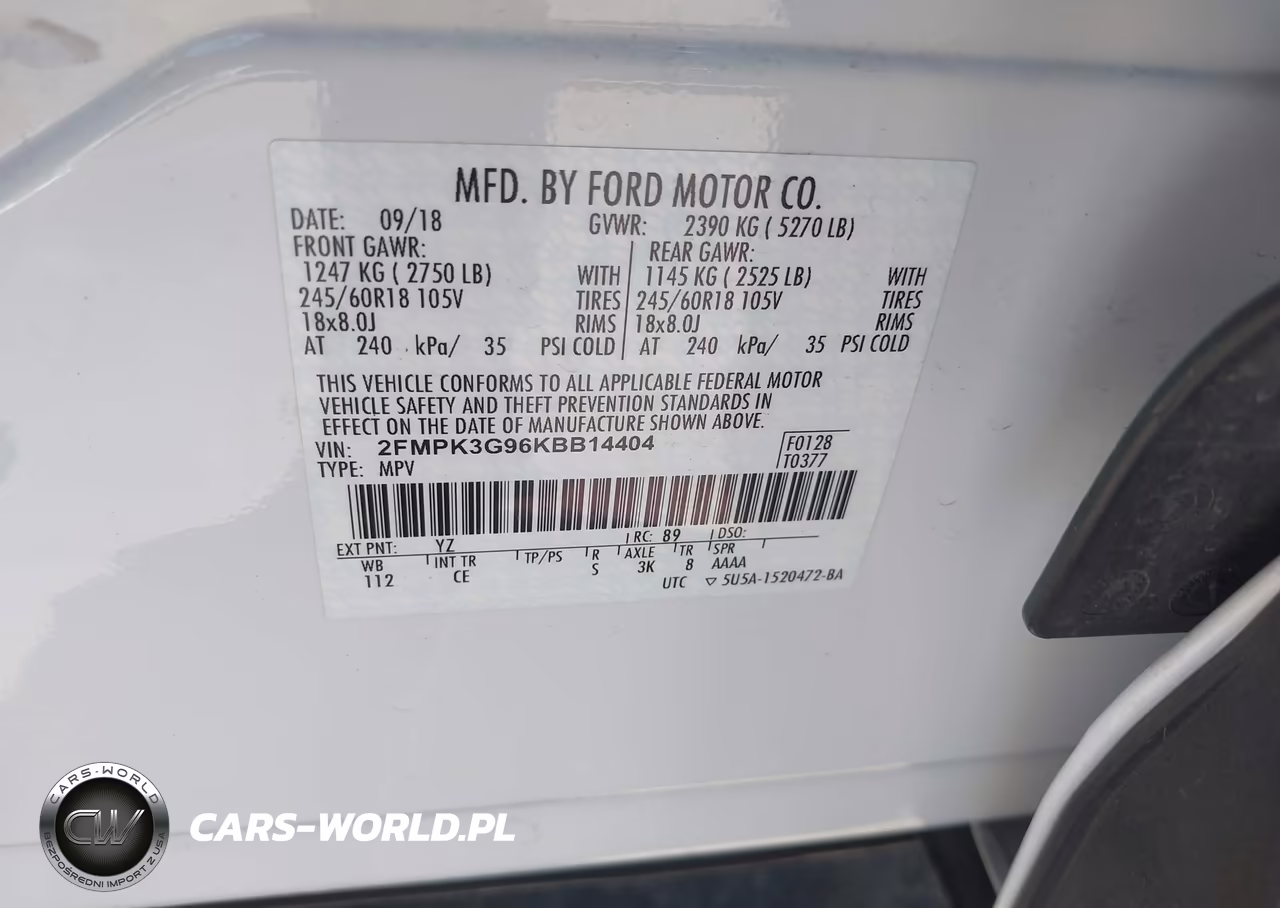 2019 Ford Edge Se VIN:2FMPK3G96KBB14404 - 9