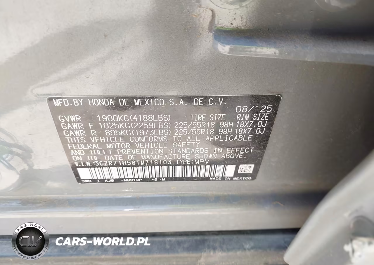 2026 Honda Hr-V 2Wd Sport VIN:3CZRZ1H56TM718103 - 9
