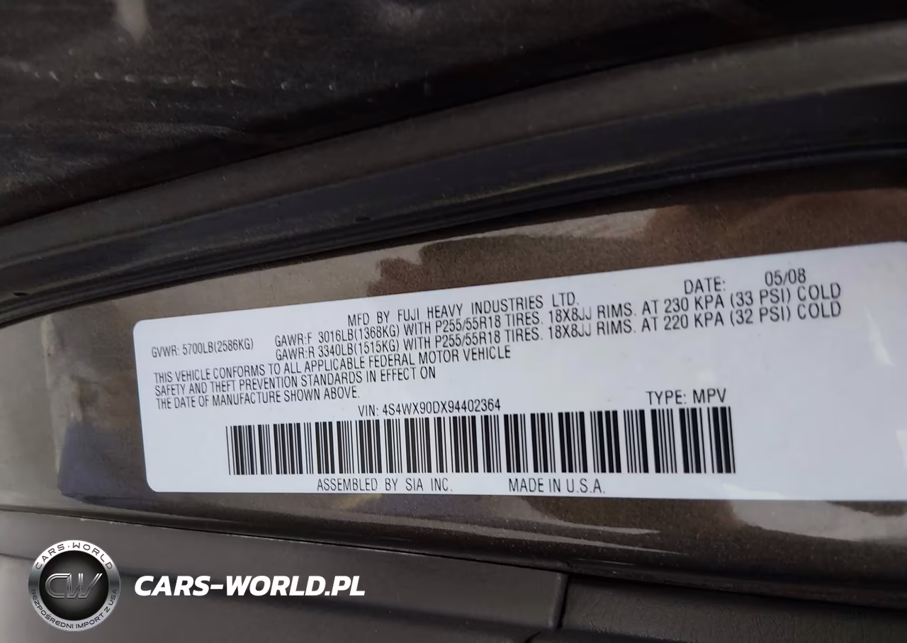 2009 Subaru Tribeca Limited 7-Passenger VIN:4S4WX90DX94402364 - 9