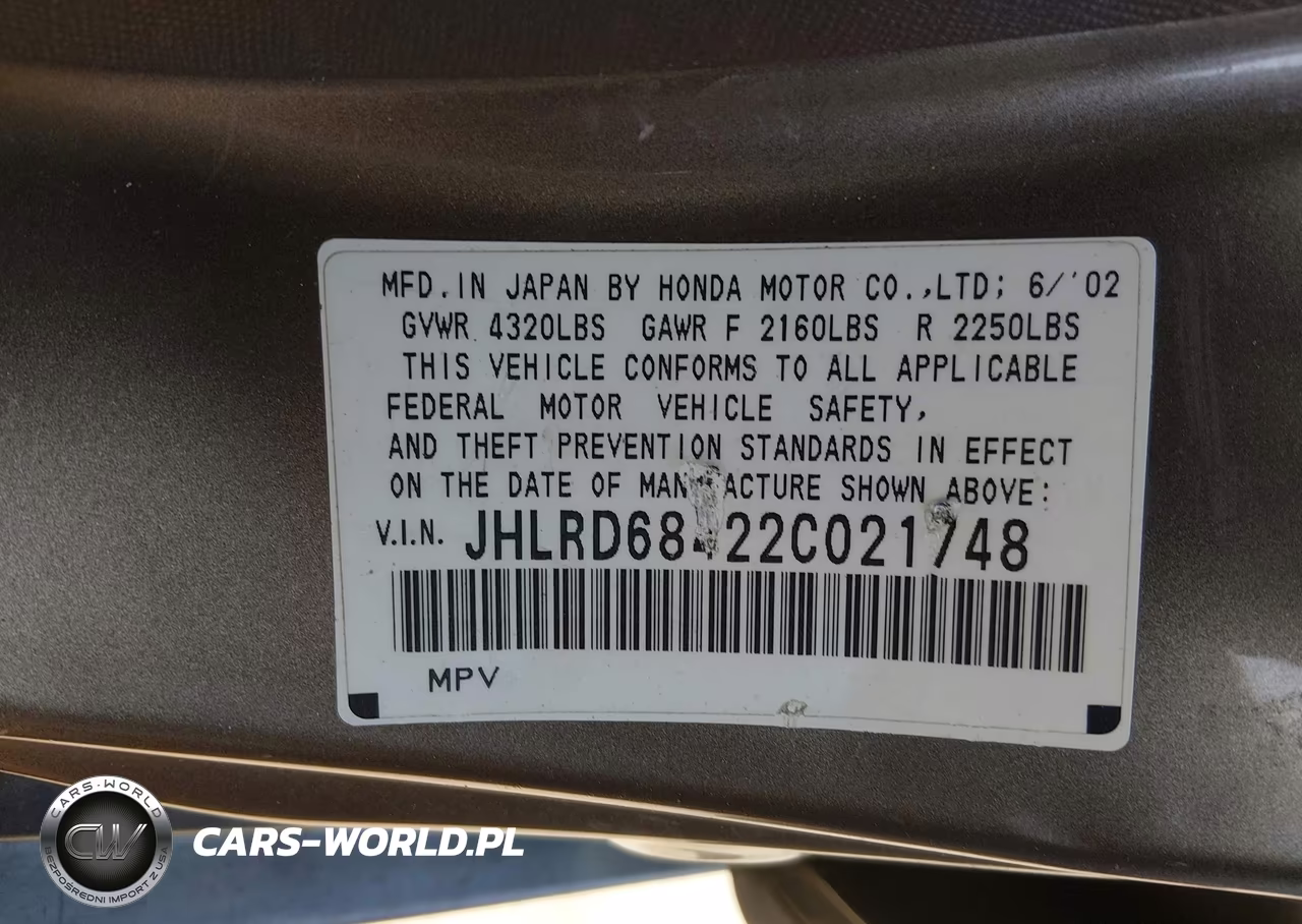 2002 Honda Cr-V Lx VIN:JHLRD68422C021748 - 9