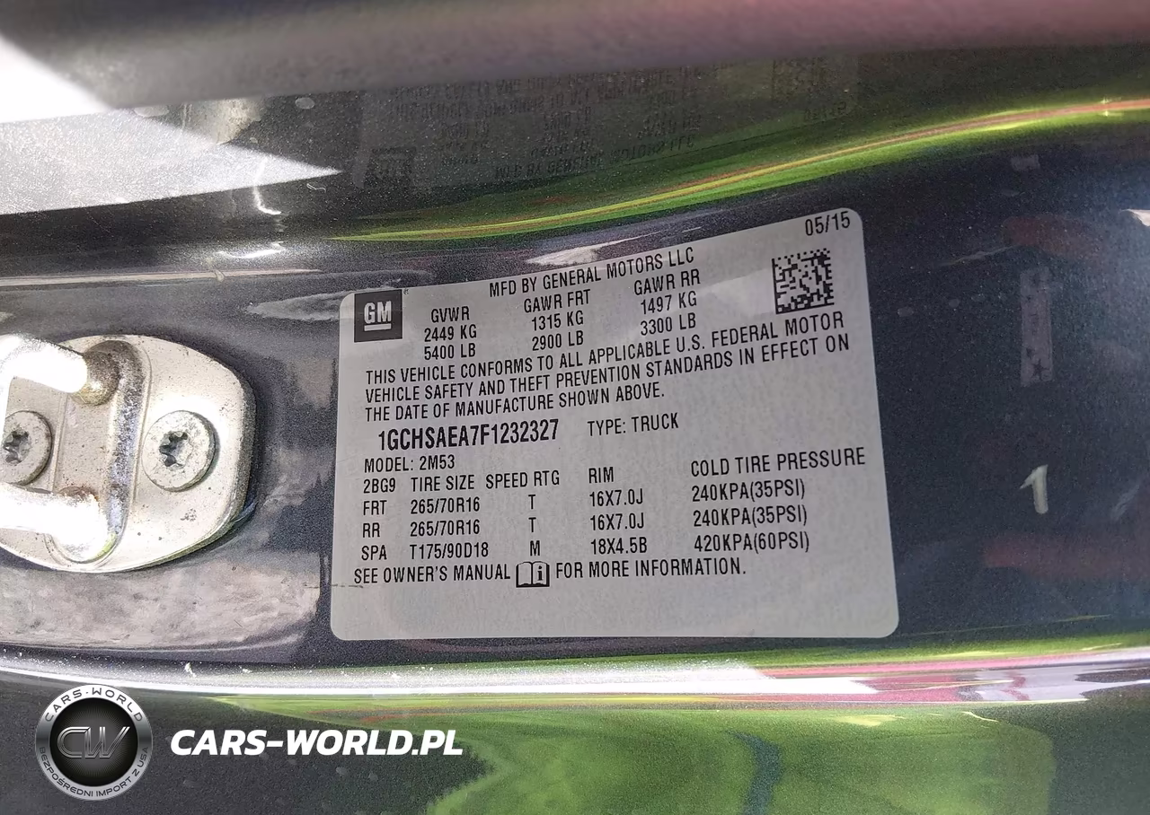 2015 Chevrolet Colorado Wt VIN:1GCHSAEA7F1232327 - 9