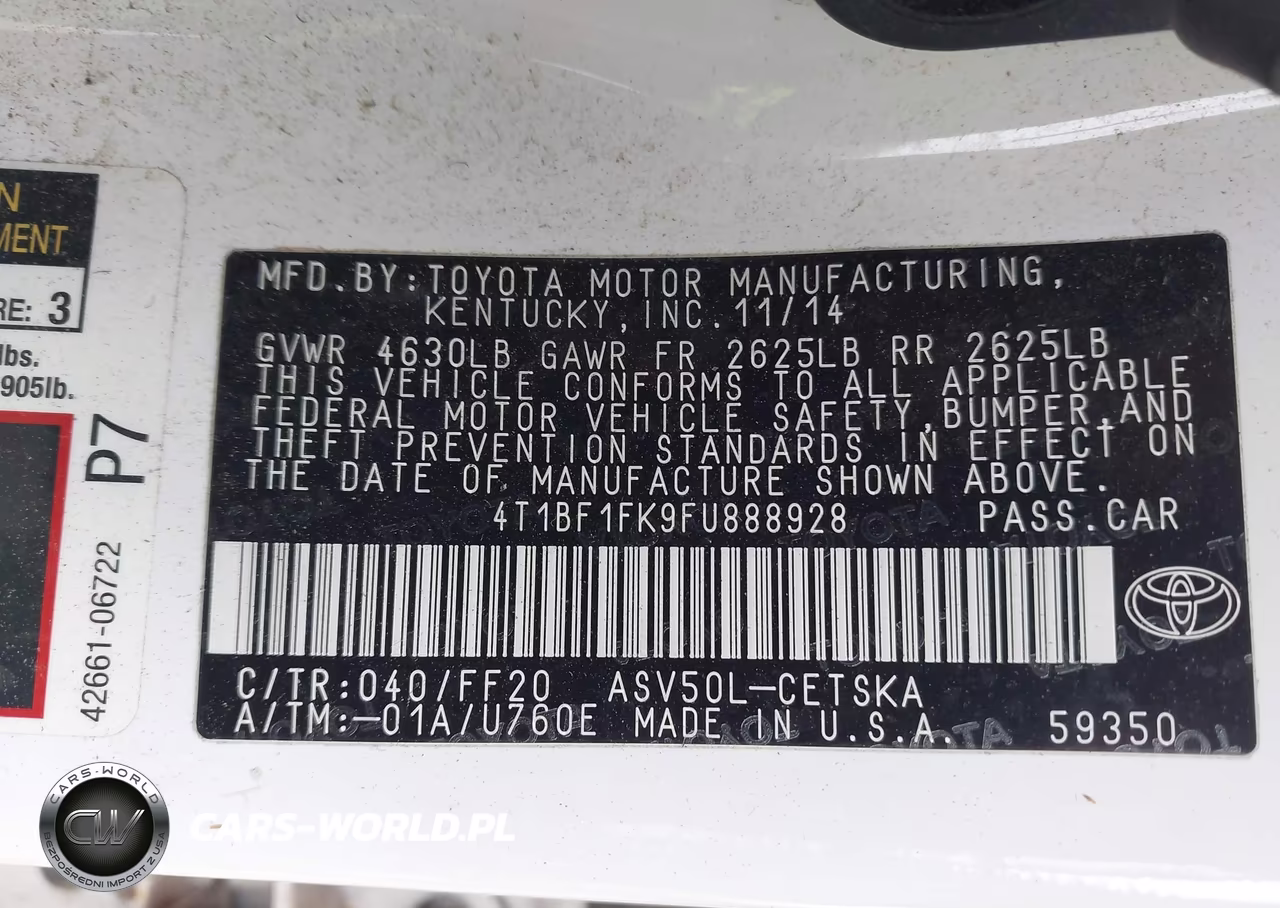 2015 Toyota Camry Se VIN:4T1BF1FK9FU888928 - 9