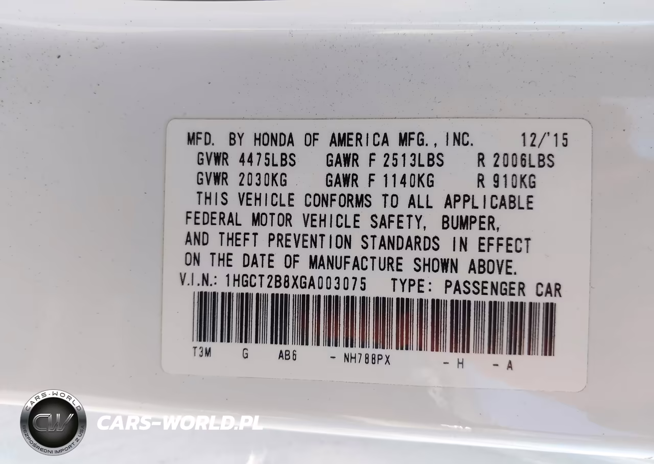 2016 Honda Accord Ex-L V-6 VIN:1HGCT2B8XGA003075 - 9