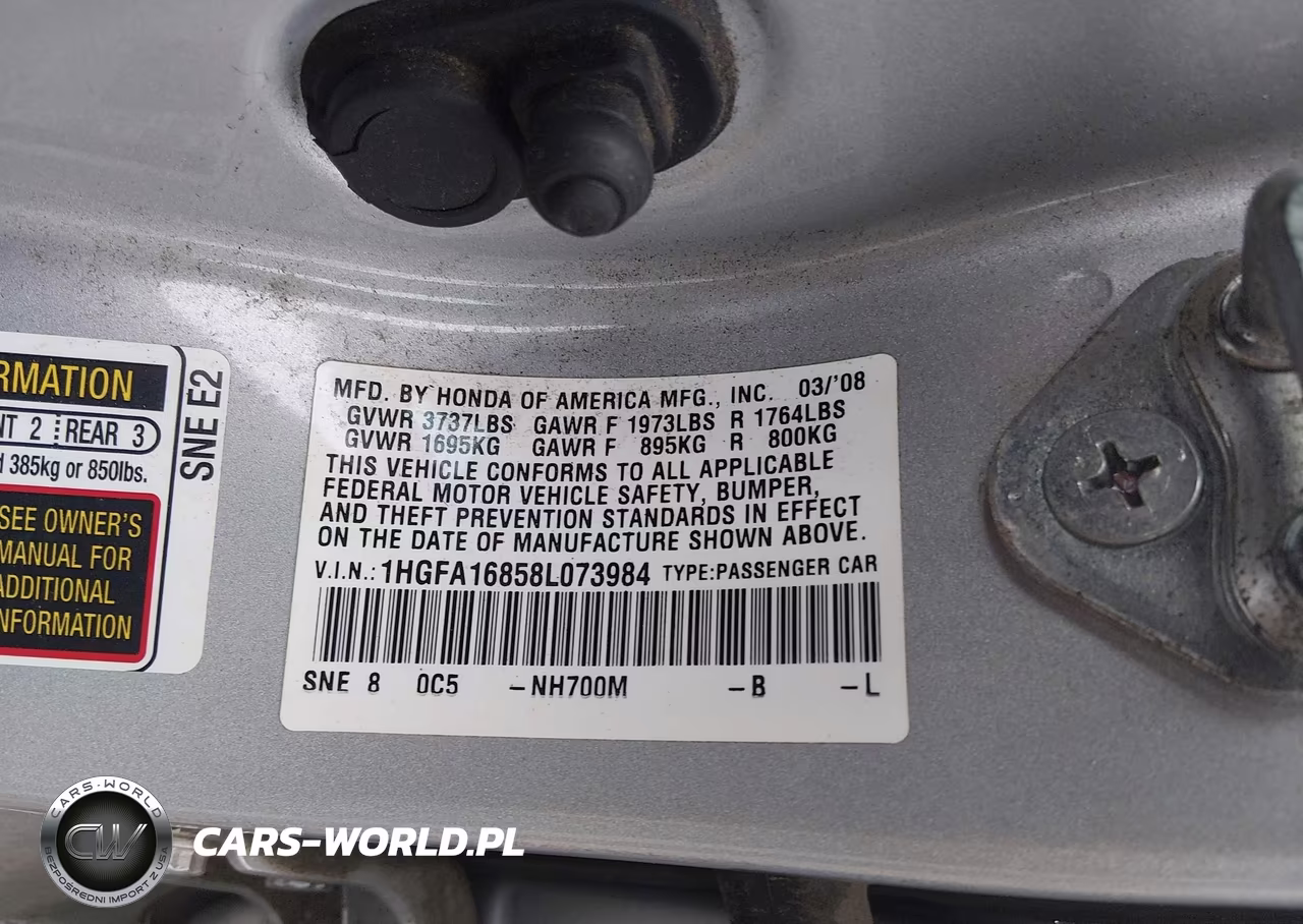 2008 Honda Civic Ex VIN:1HGFA16858L073984 - 9