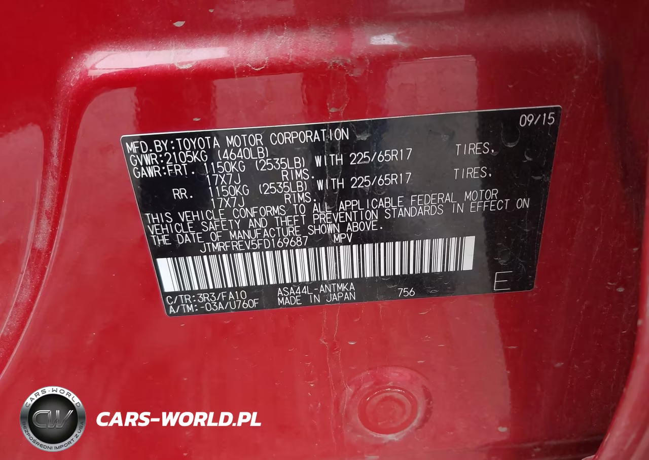 2015 Toyota Rav4 Xle VIN:JTMRFREV5FD169687 - 9