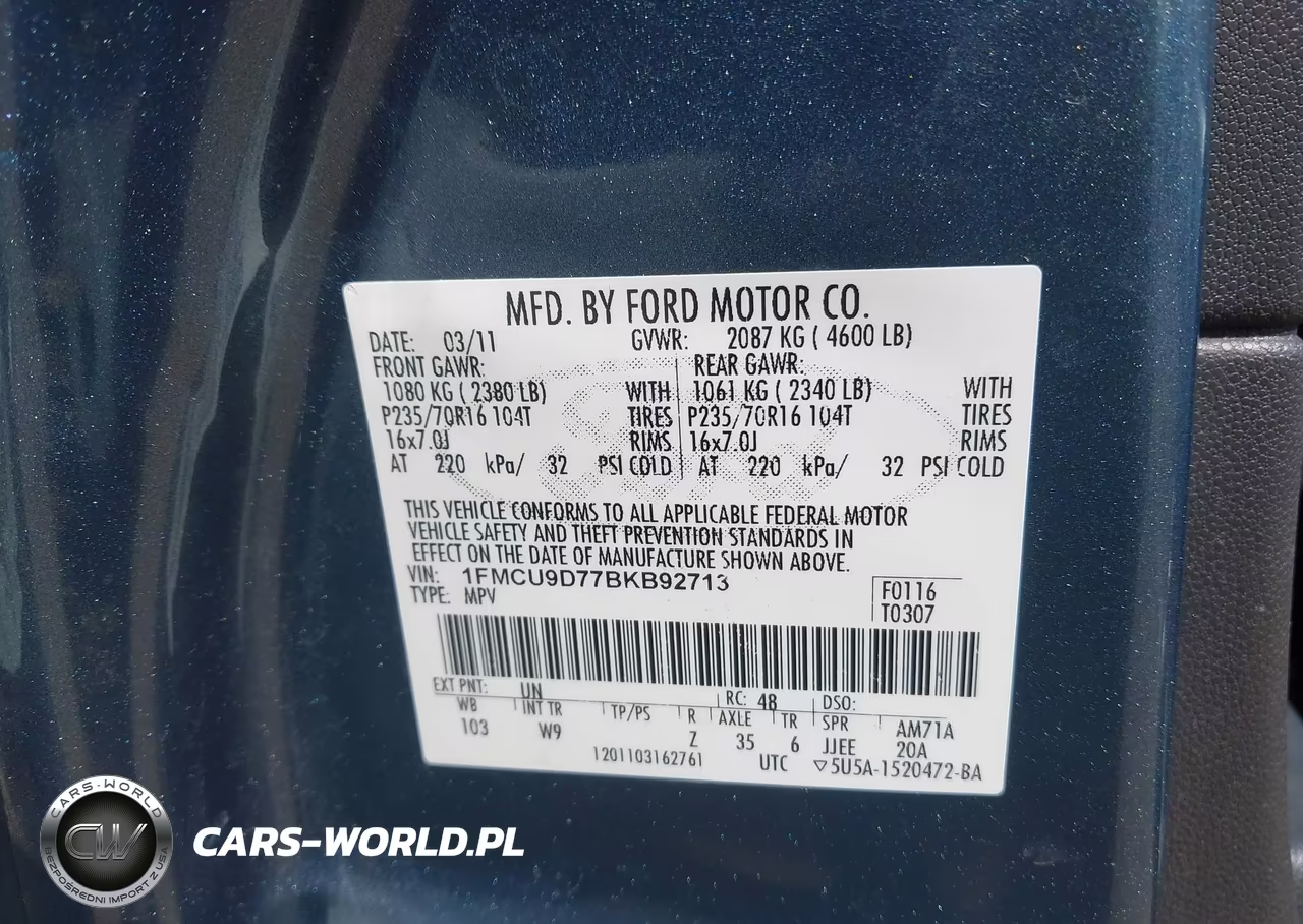 2011 Ford Escape Xlt VIN:1FMCU9D77BKB92713 - 9