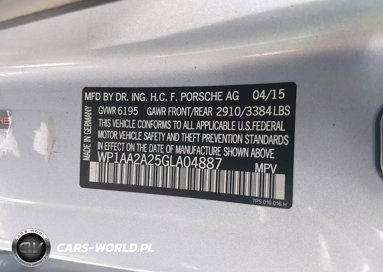 2016 Porsche Cayenne VIN:WP1AA2A25GLA04887 - 9