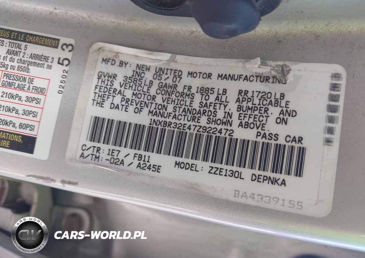 2007 Toyota Corolla Le VIN:1NXBR32E47Z922472 - 9