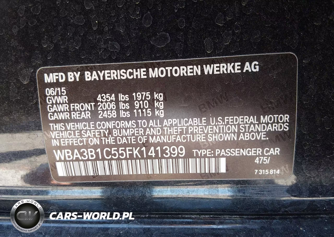 2015 BMW 320I VIN:WBA3B1C55FK141399 - 9