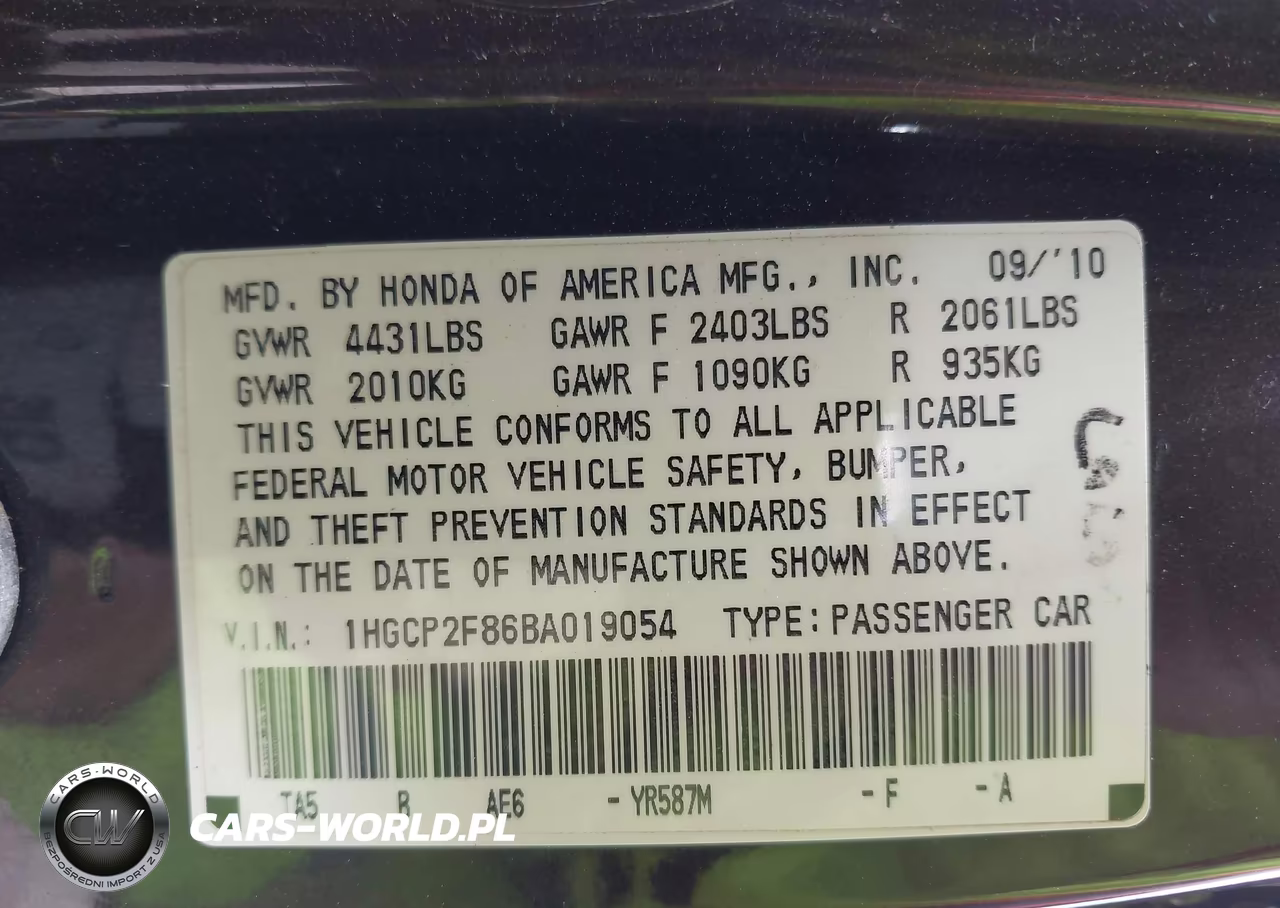 2011 Honda Accord 2.4 Ex-L VIN:1HGCP2F86BA019054 - 9