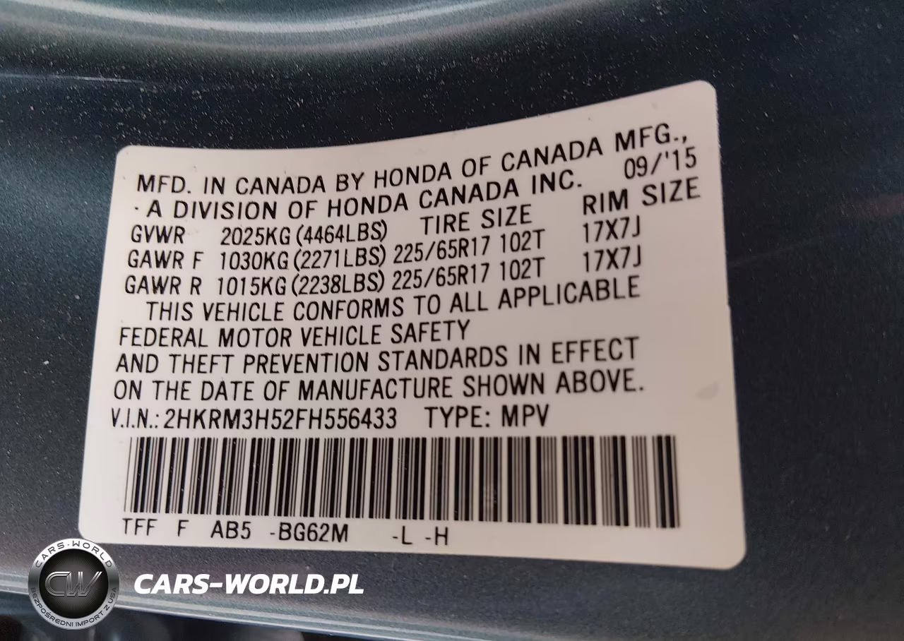 2015 Honda Cr-V Ex VIN:2HKRM3H52FH556433 - 9