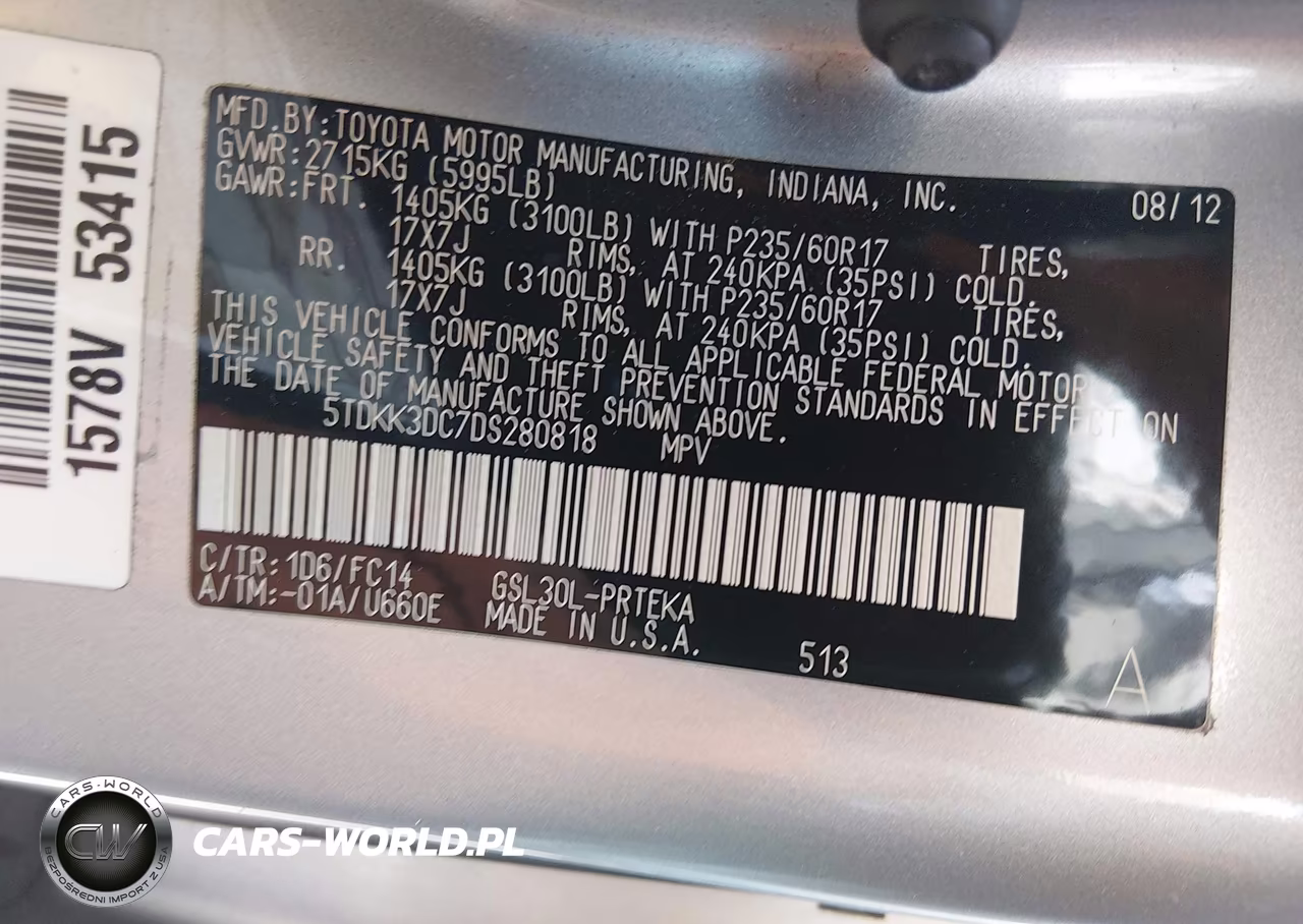 2013 Toyota Sienna Le V6 8 Passenger VIN:5TDKK3DC7DS280818 - 9