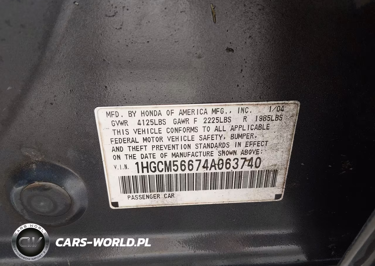 2004 Honda Accord 2.4 Ex VIN:1HGCM56674A063740 - 9