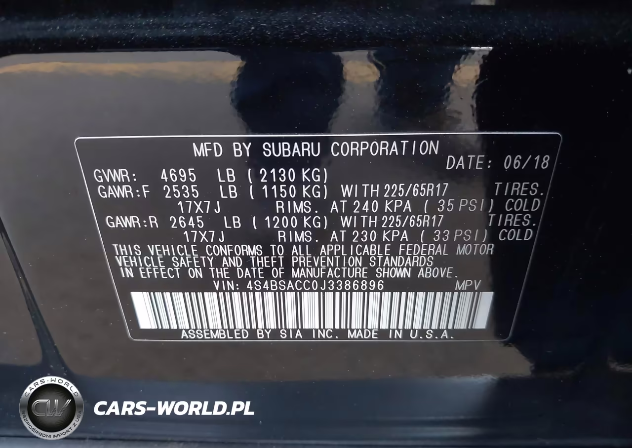 2018 Subaru Outback 2.5I Premium VIN:4S4BSACC0J3386896 - 9